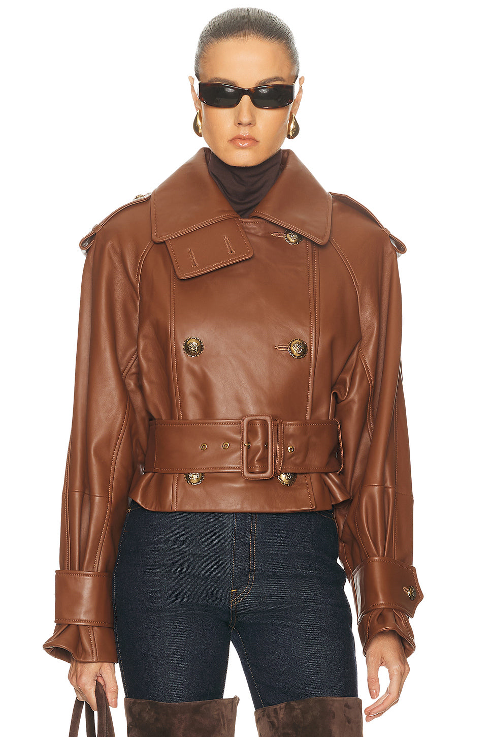 Hypnotic Leather Crop Trench Jacket