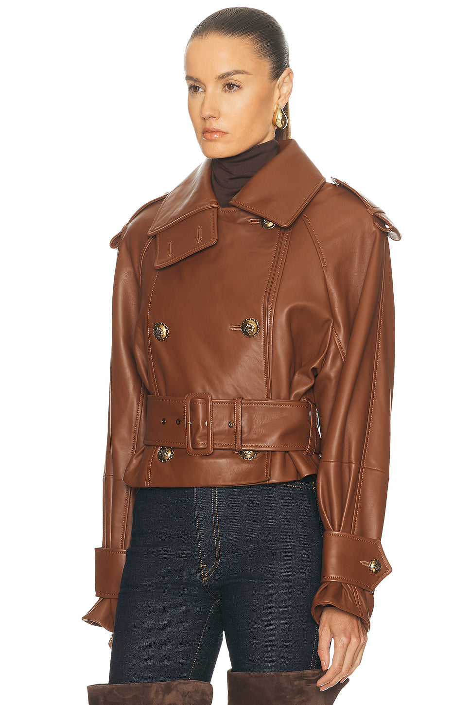Hypnotic Leather Crop Trench Jacket