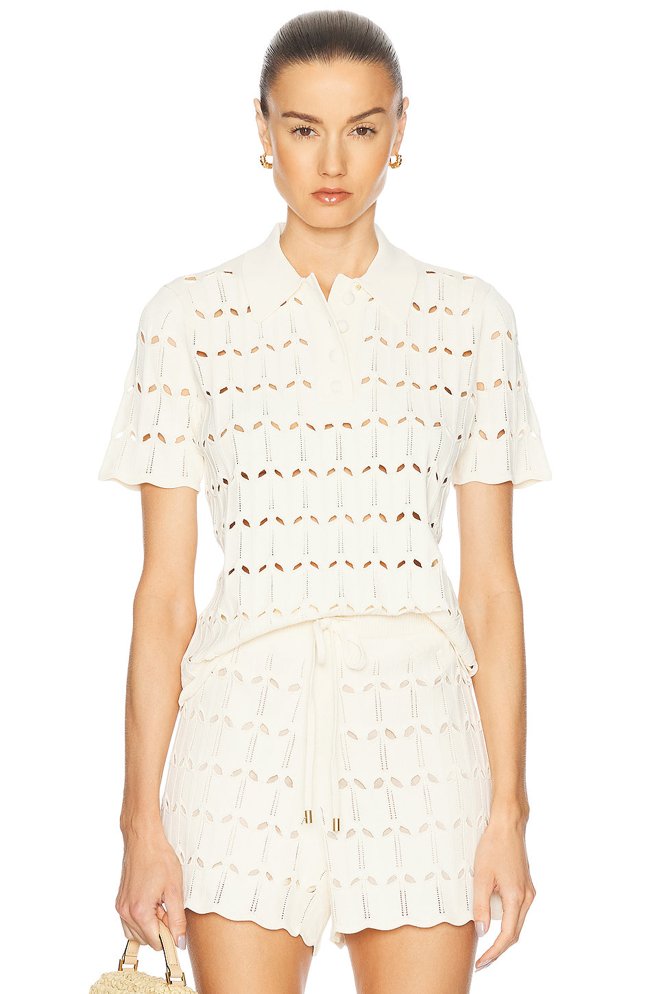 Rhiannon Pointelle Polo Top