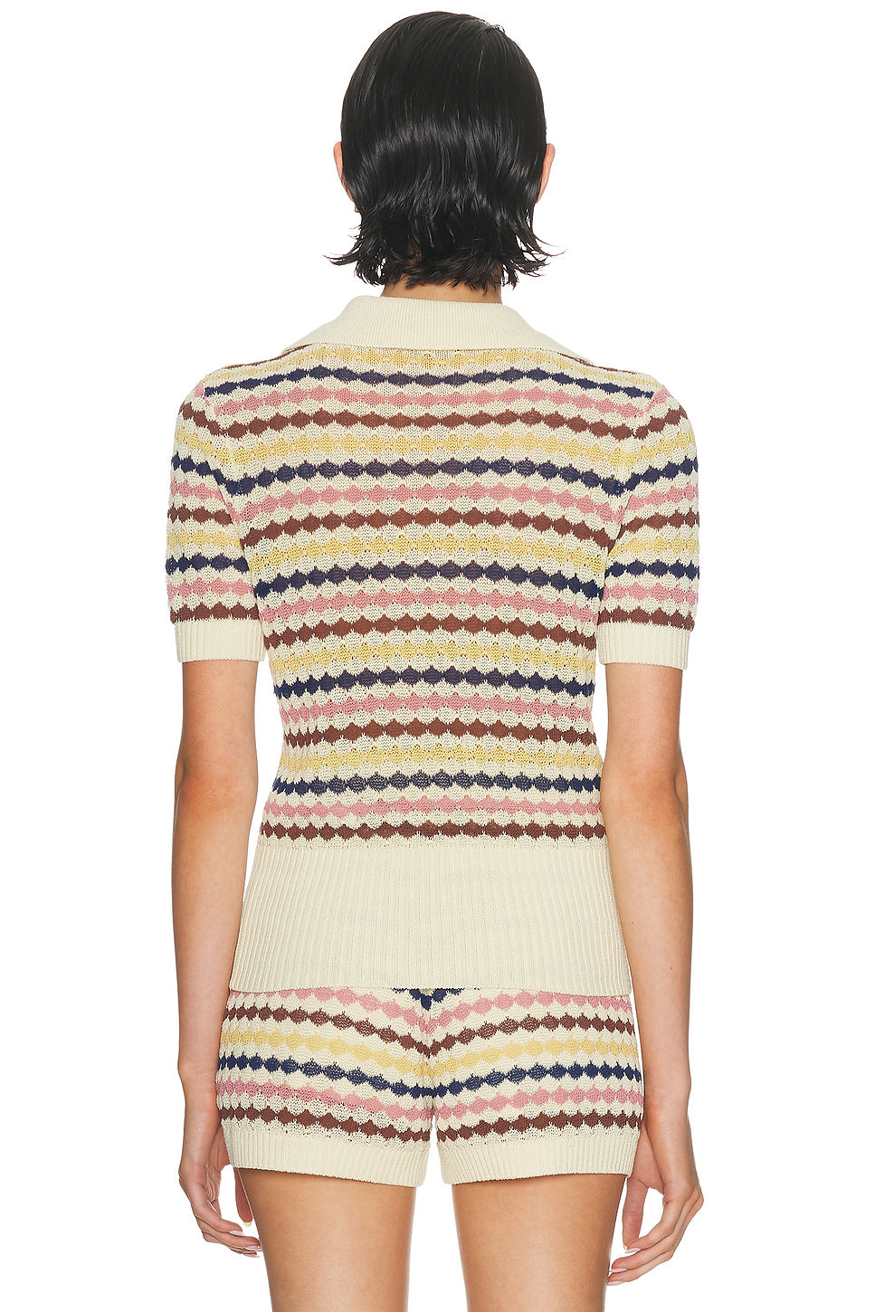 Awaken Scallop Knit Polo Top