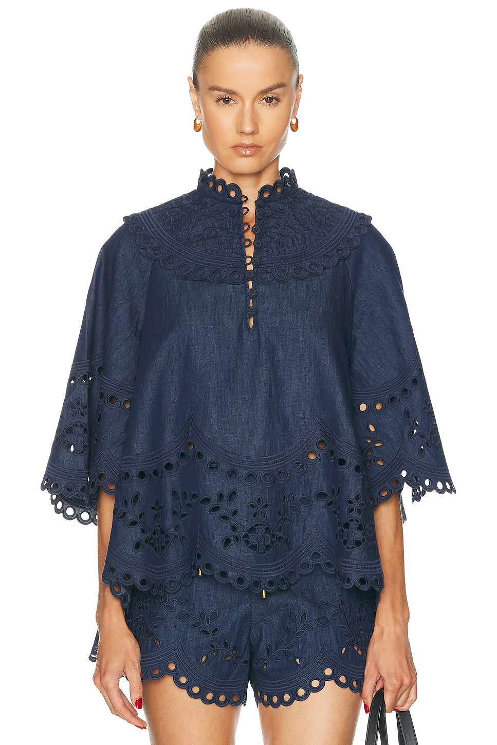 Mahon Broderie Denim Top