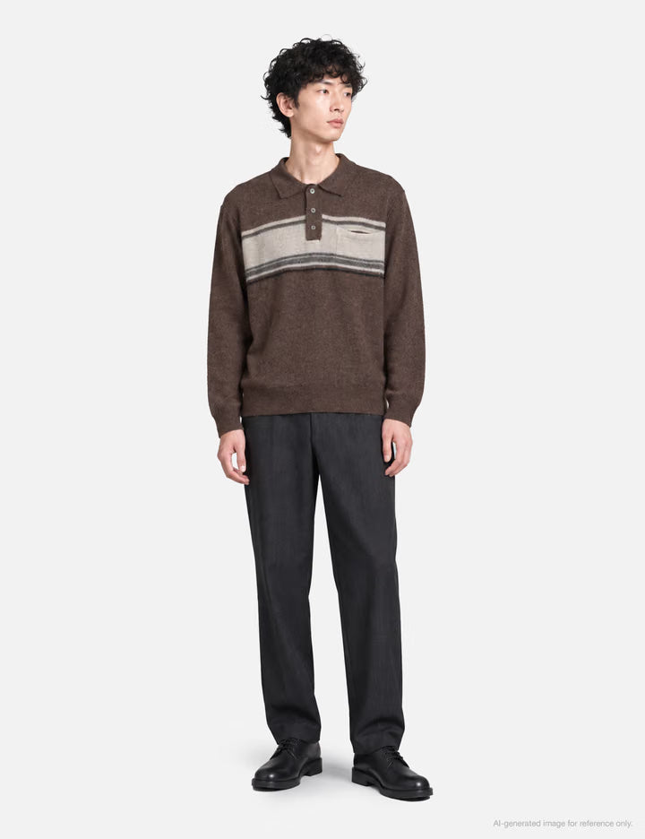 Alpaca Blend Striped Polo Sweater