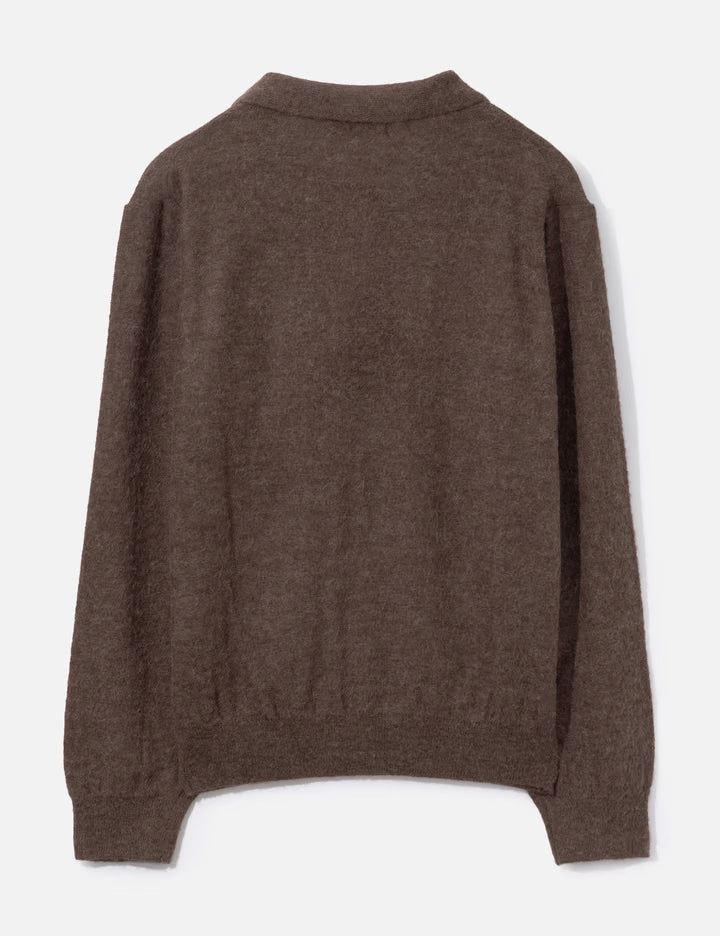 Alpaca Blend Striped Polo Sweater