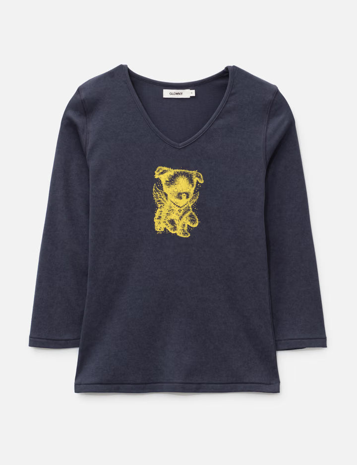 Angel Puppy V Neck 3/4 Sleeve