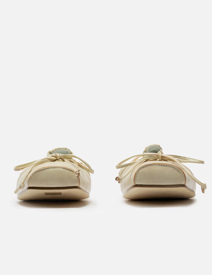 Square-Toe Leather Ballerina Shoes