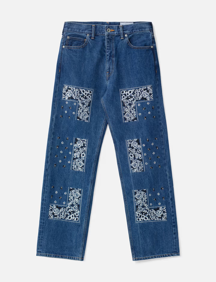 Bandana Embroidery Denim Pants