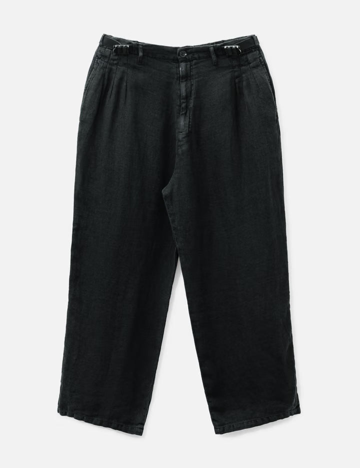 Belted Linen Tuck Slacks