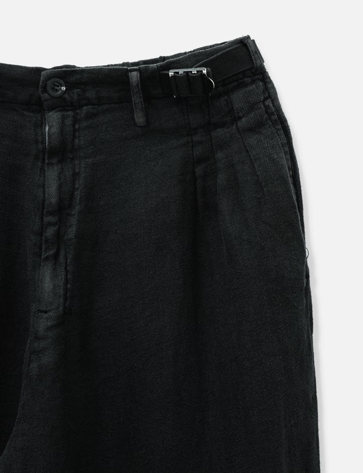 Belted Linen Tuck Slacks