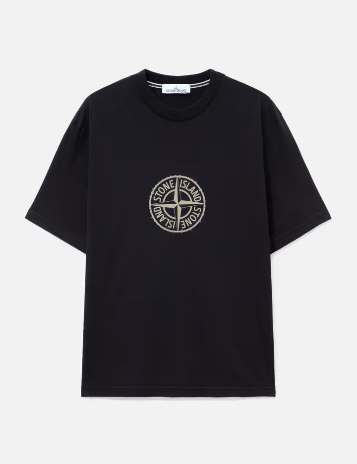 Organic Cotton Jersey Regular Fit T-Shirt With Light Compass Print