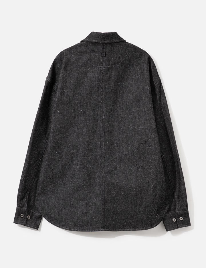 Black Cotton Silk Denim Shirt