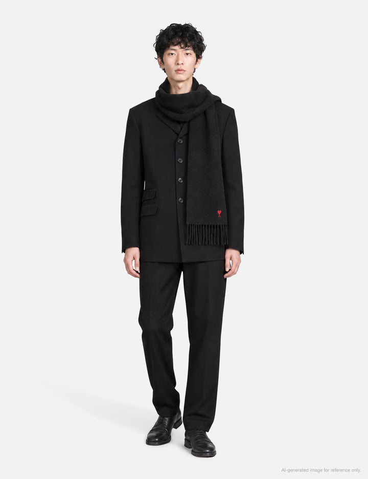 Black Wool Scarf With Ami De Coeur