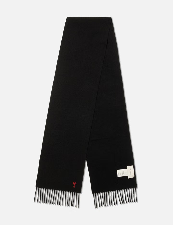 Black Wool Scarf With Ami De Coeur
