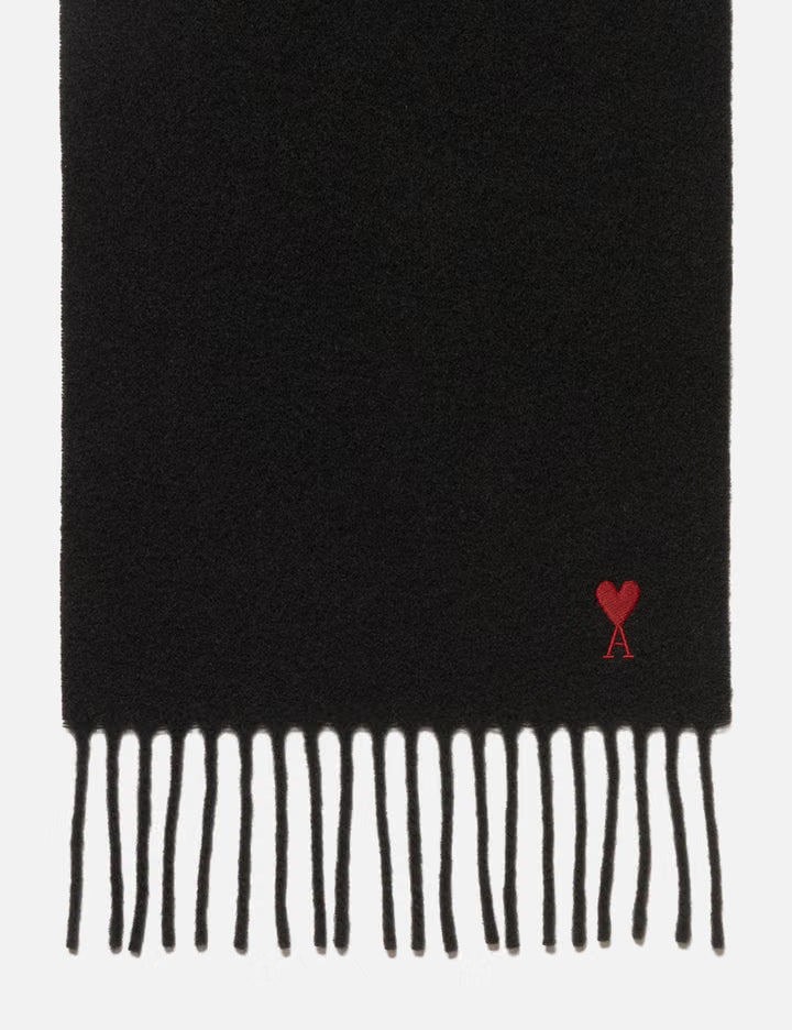 Black Wool Scarf With Ami De Coeur