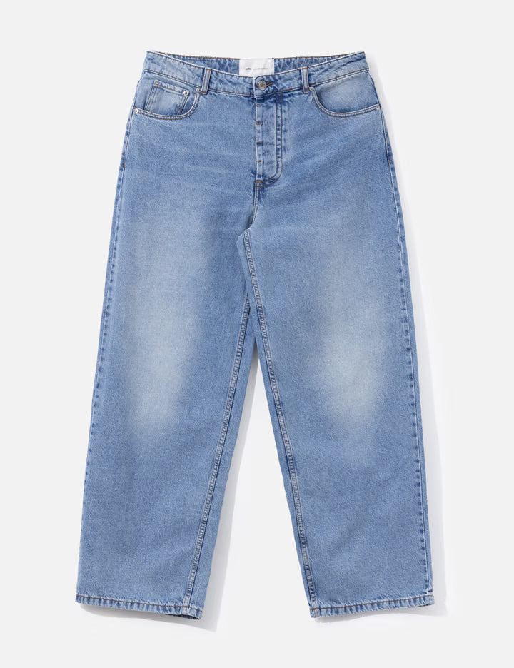 Blue Baggy-Fit Cotton Jeans