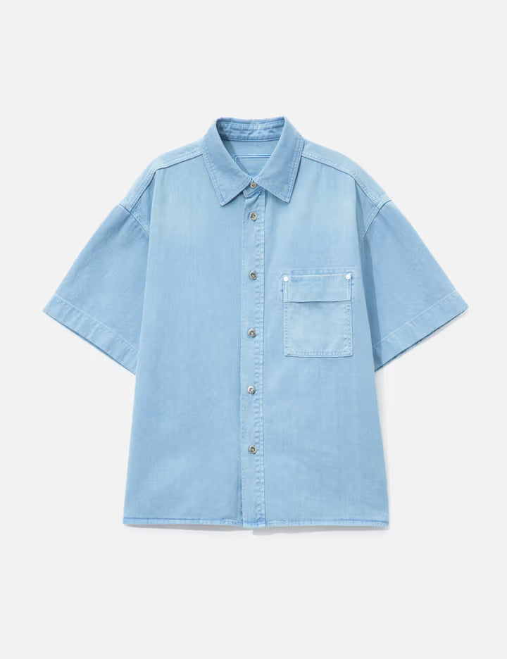 Blue Denim Back Logo Short Sleeve Shirt