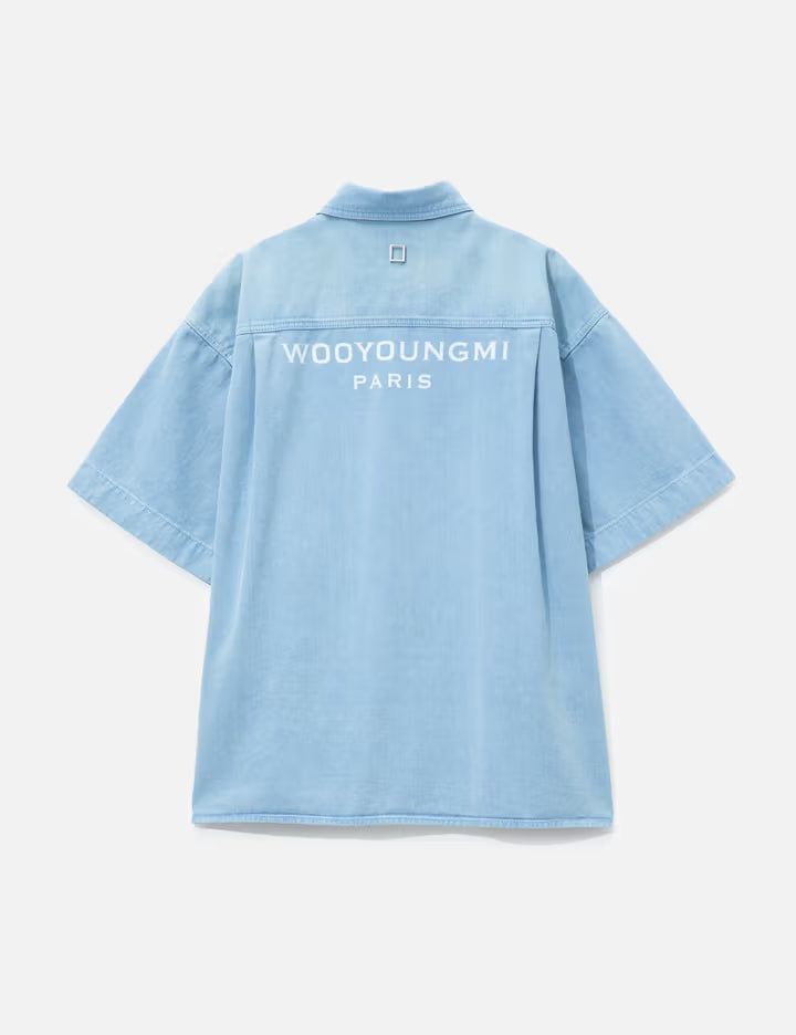 Blue Denim Back Logo Short Sleeve Shirt