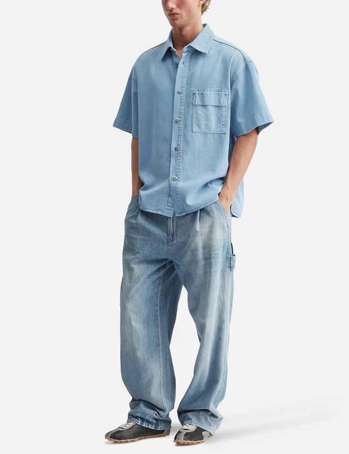 Blue Lightweight Banding Denim Pants