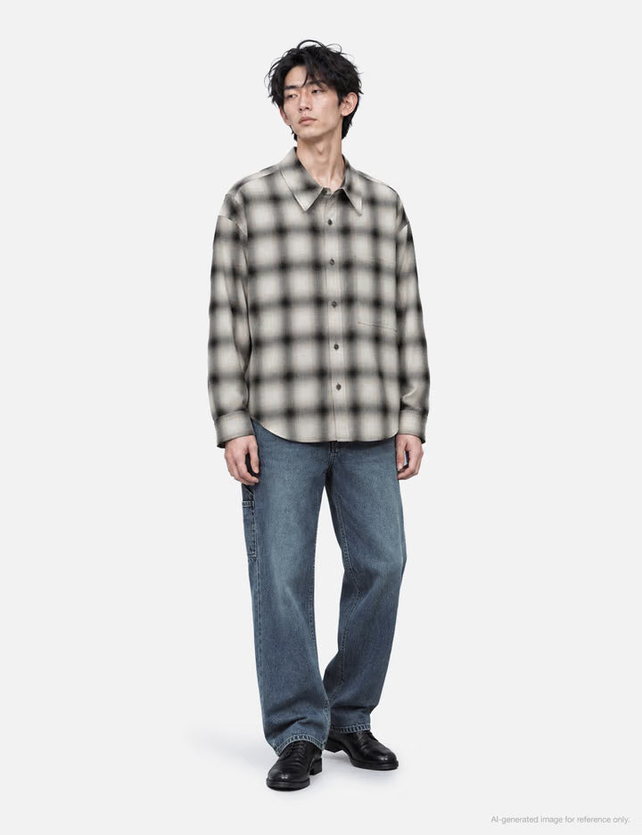 Blue Straight Ribbed Denim Pants
