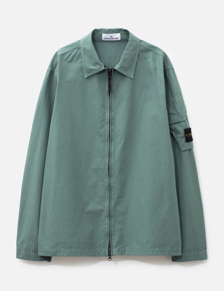 Canvas Weave Arm Pocket Zip-Up Overshirt