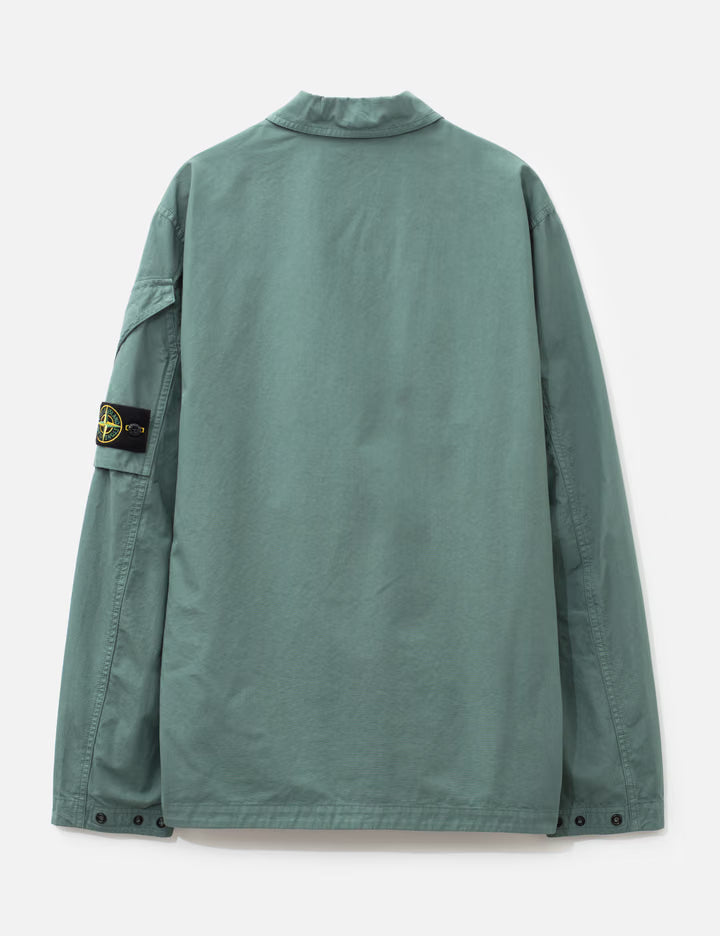 Canvas Weave Arm Pocket Zip-Up Overshirt