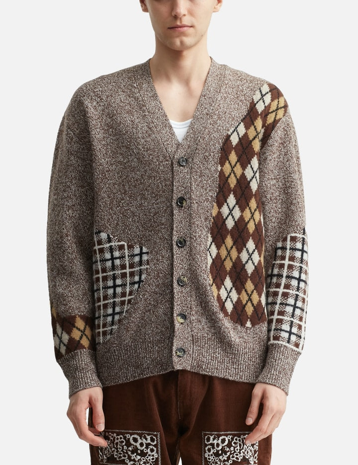 Argyle & Check Mix Cardigan