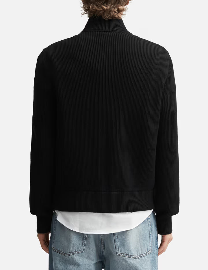 Diamond-Quilted Zip Cardigan