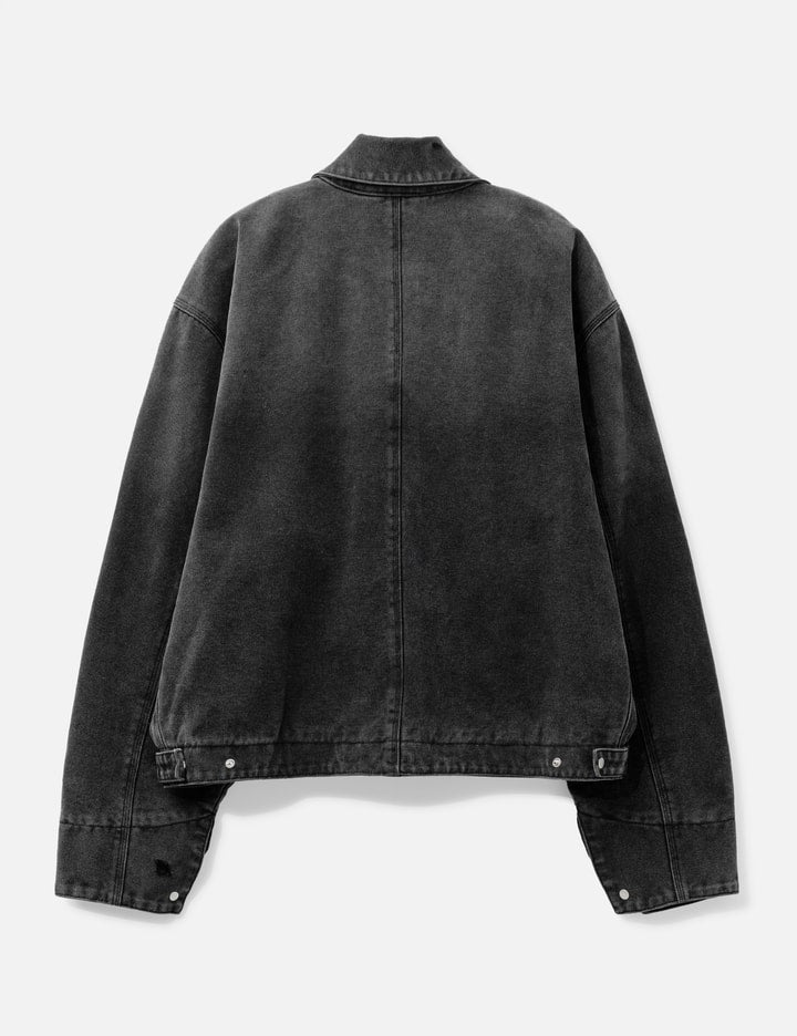 Faded Black Damaged Canvas Crew Jacket