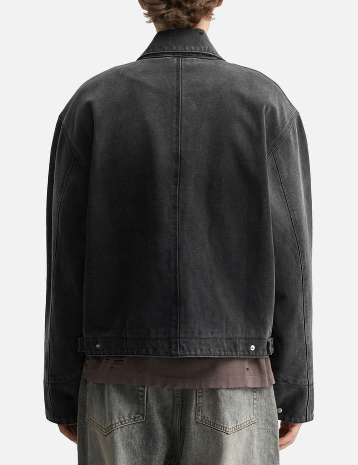 Faded Black Damaged Canvas Crew Jacket