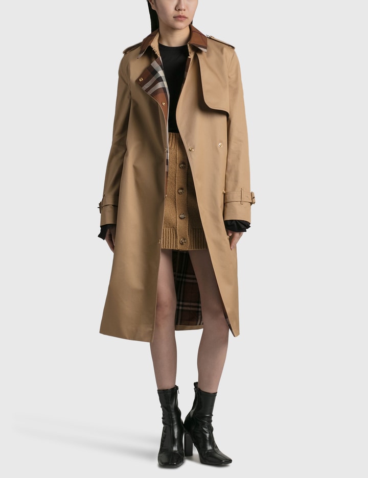 Check Panel Cotton Gabardine Trench Coat