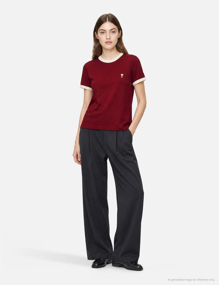 Contrasted Cotton T-Shirt With Ami De Coeur