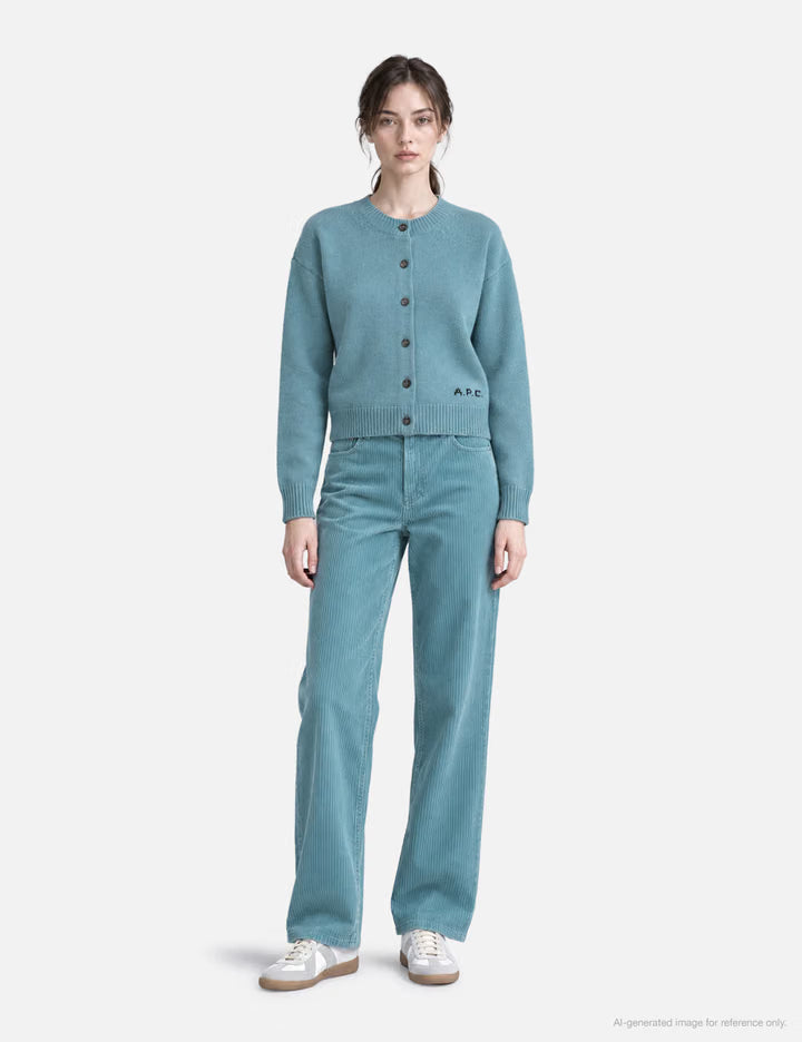 Cropped Grey-Blue Wool Cardigan