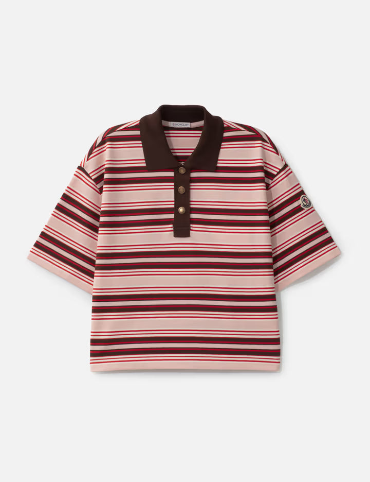 Cropped Striped Cotton Polo Shirt