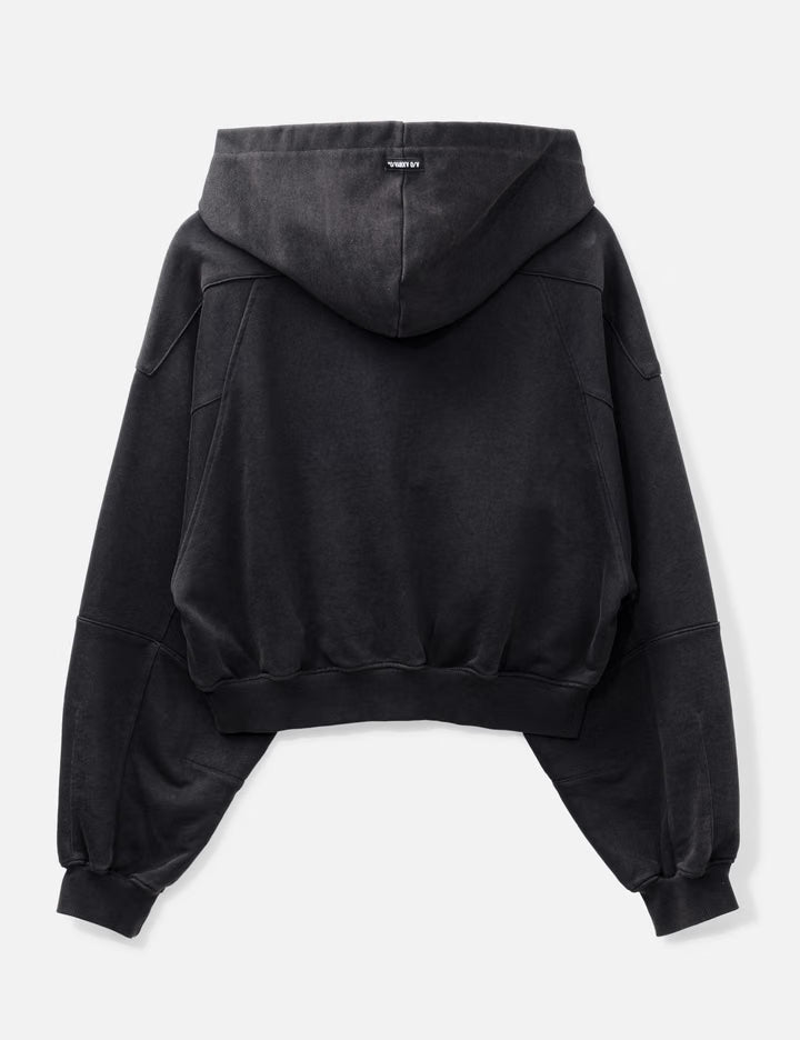 Cropped Washed Zip-Up Hoodie