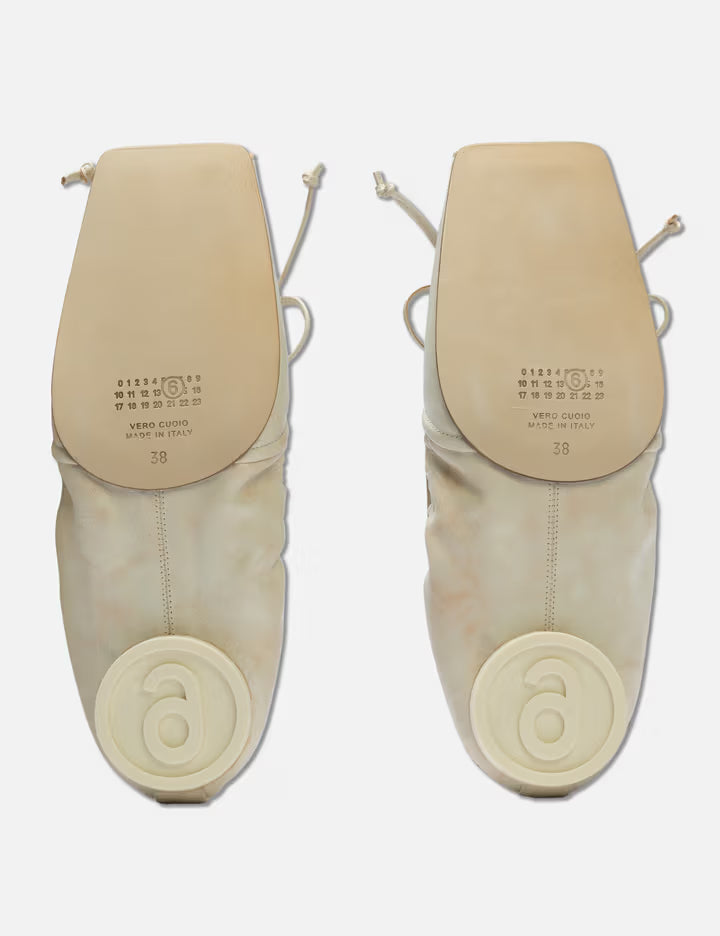 Square-Toe Leather Ballerina Shoes