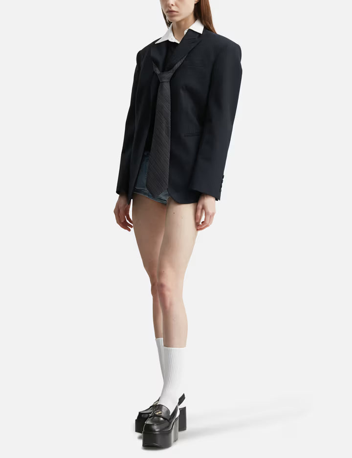 Tie Pireced Oversized Jacket