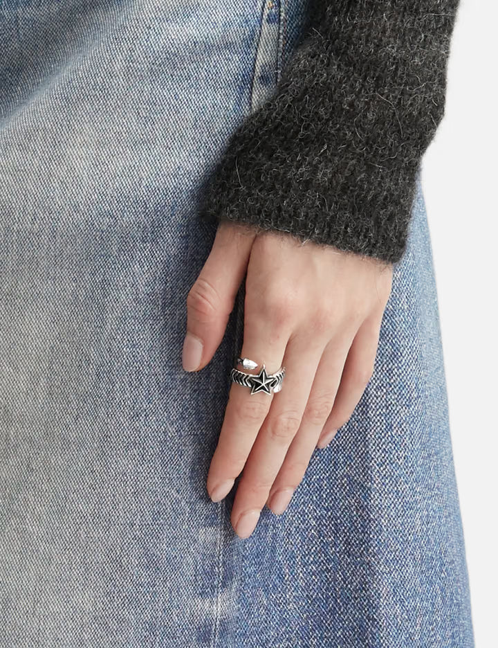 Double Large Arrow Large Star Ring