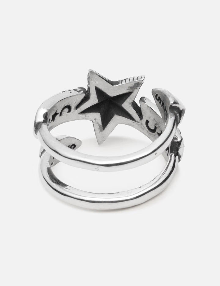 Double Large Arrow Large Star Ring