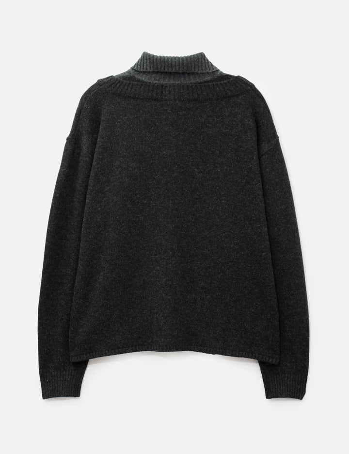 Double Layered Turtleneck Cardigan