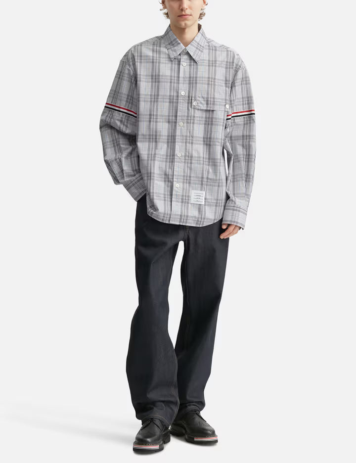 Plaid Check Poplin Armband Oversized Shirt