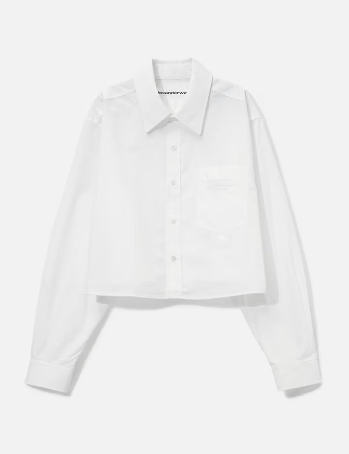 Embroidered Logo Cropped Shirt