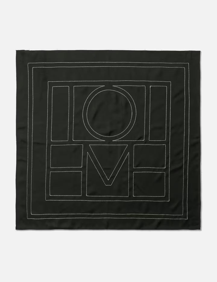 Embroidered Monogram Silk Scarf