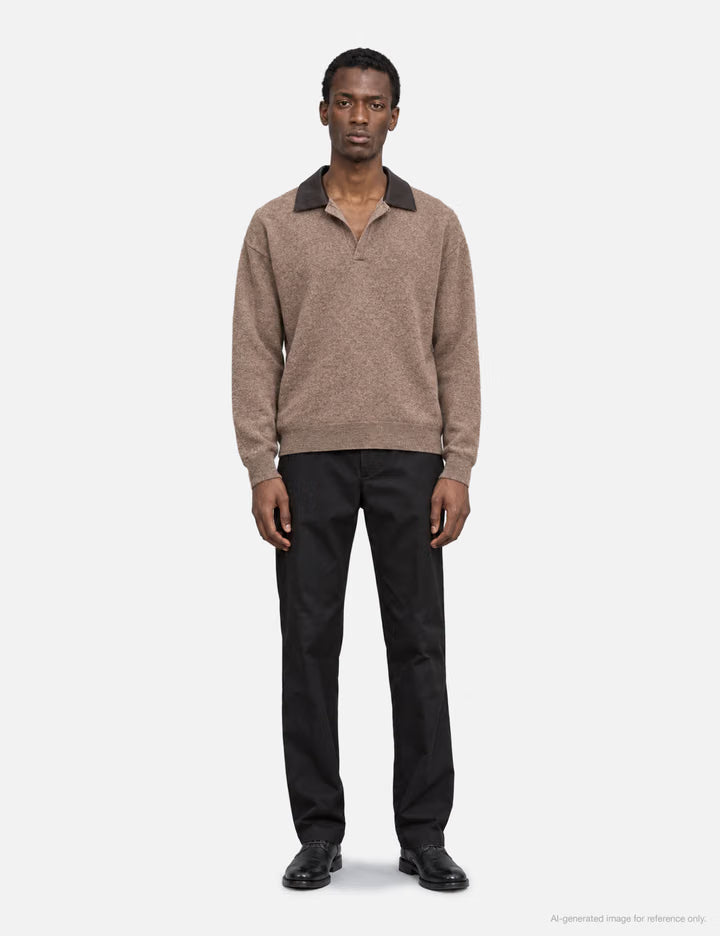 Extra Super Fine Wool Leather-Trimmed Skipper Sweater