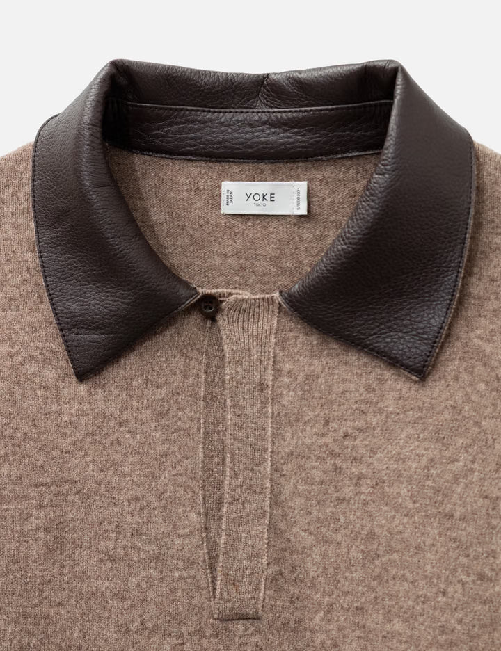 Extra Super Fine Wool Leather-Trimmed Skipper Sweater