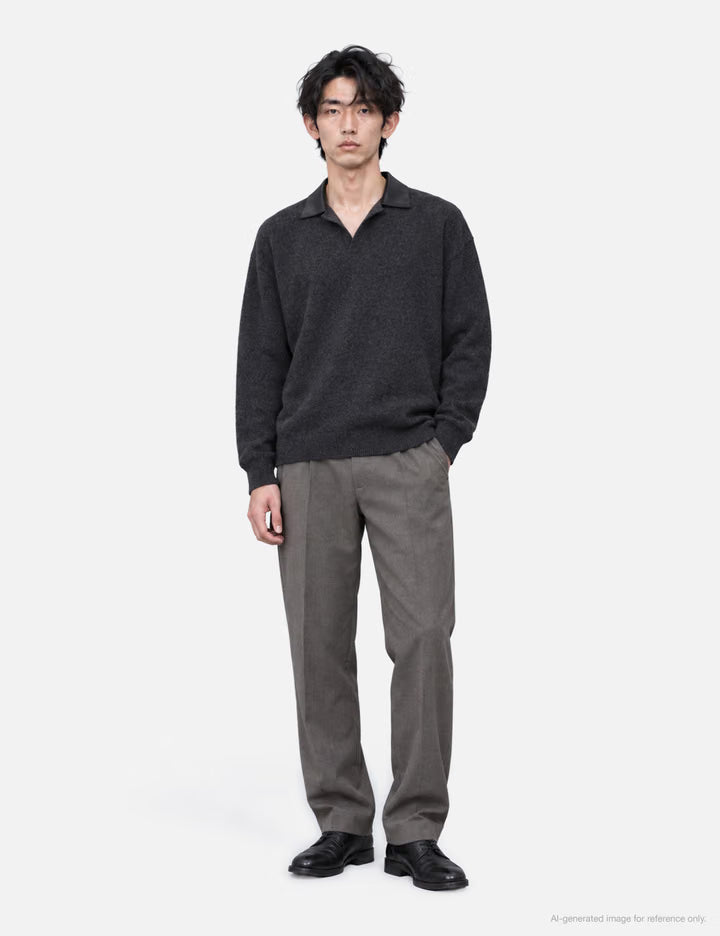 Extra Super Fine Wool Leather-Trimmed Skipper Sweater