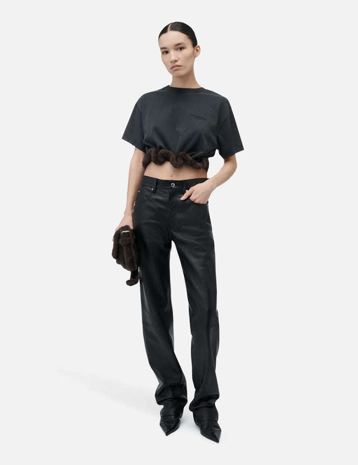 Faux Fur Trim T-Shirt