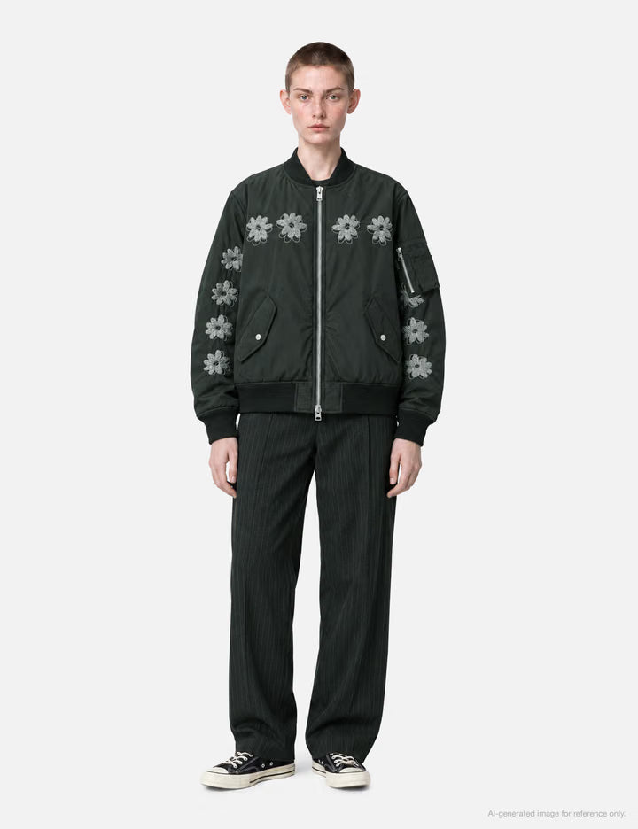 Flower Embroidery Flight Jacket