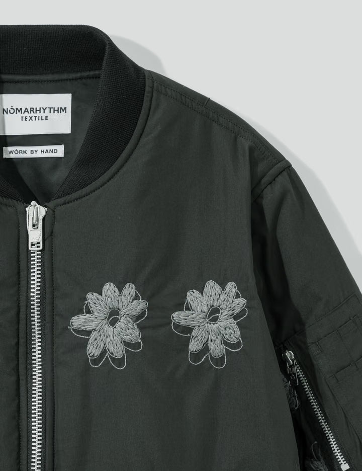Flower Embroidery Flight Jacket