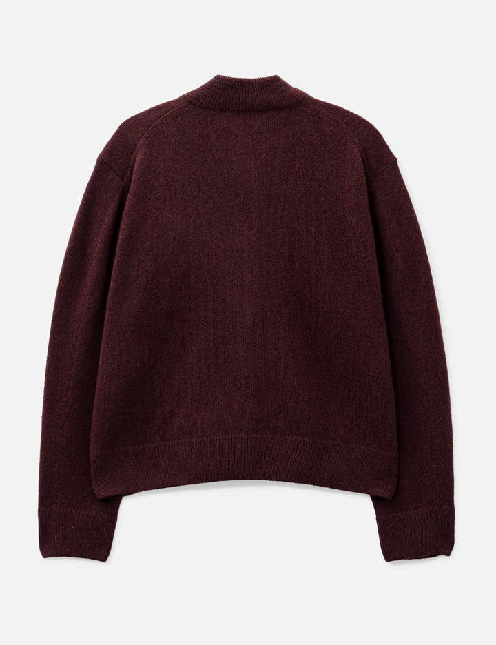 Fox Head Lambswool High Neck Cardigan