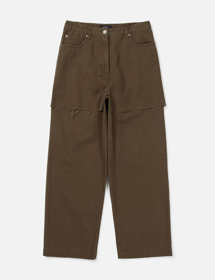 Frayed Panel Wide Pants