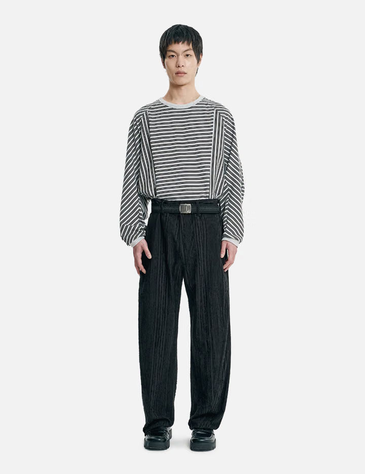 Fringed Stripe Curved Pants